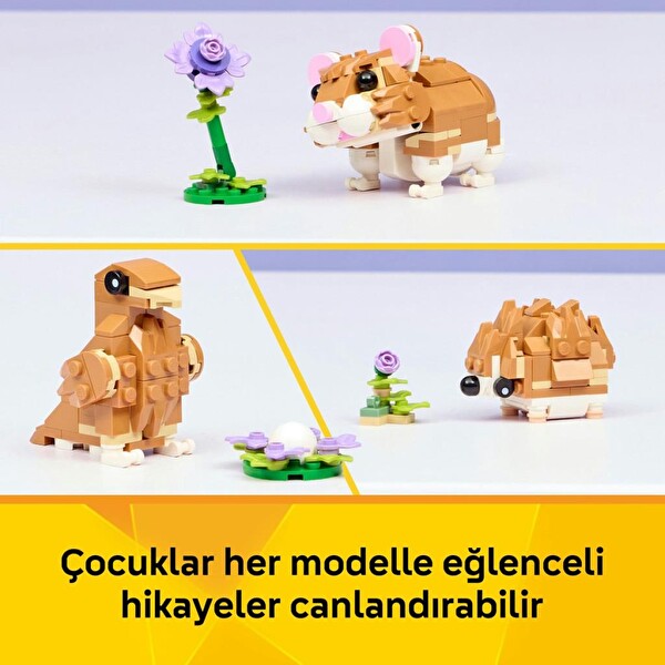 LEGO Creator 3'ü 1 Arada Sevimli Hamster İle Çiçek Blok Oyuncak LG31376