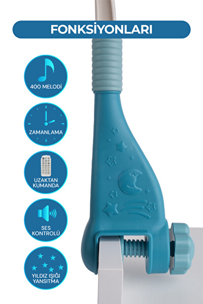 Vardem BIB-698-84 Işıklı Müzikli Kumandalı Bebek Dönencesi - Mavi