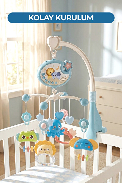 Vardem BIB-698-84 Işıklı Müzikli Kumandalı Bebek Dönencesi - Mavi