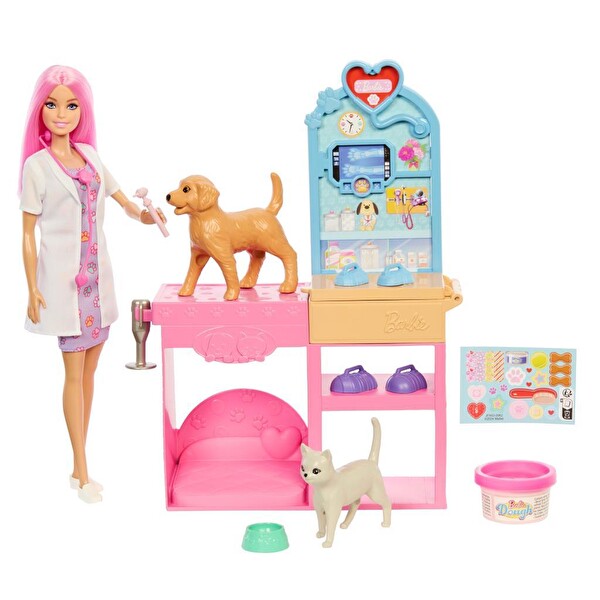Barbie'nin Veteriner Kliniği Bebek ve Aksesuarları JFX93