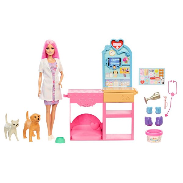 Barbie'nin Veteriner Kliniği Bebek ve Aksesuarları JFX93