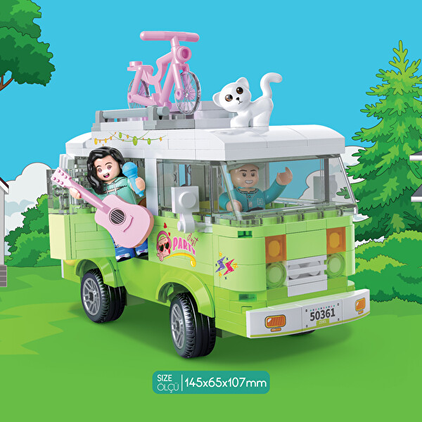 Ogi Mogi Toys Işıklı Yeşil Karavan 304 Parça Yapı Seti Eğitici Blok Oyuncak