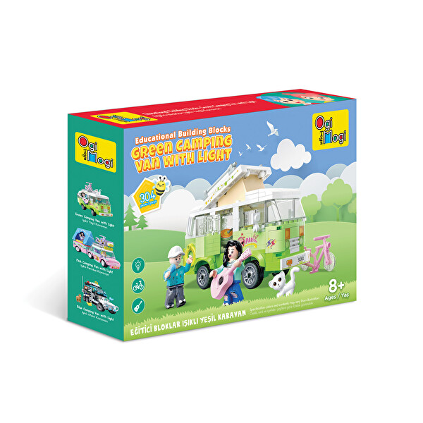 Ogi Mogi Toys Işıklı Yeşil Karavan 304 Parça Yapı Seti Eğitici Blok Oyuncak