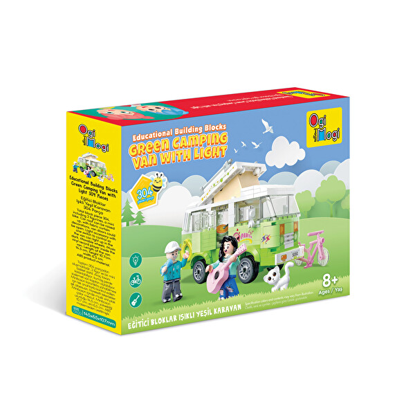 Ogi Mogi Toys Işıklı Yeşil Karavan 304 Parça Yapı Seti Eğitici Blok Oyuncak