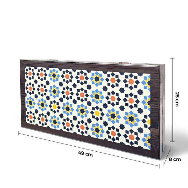Biggdesign Yıldız Tavla Çizilmez Zeminli Mıknatıslı MDF Kasa 2 Kat Vernikli
