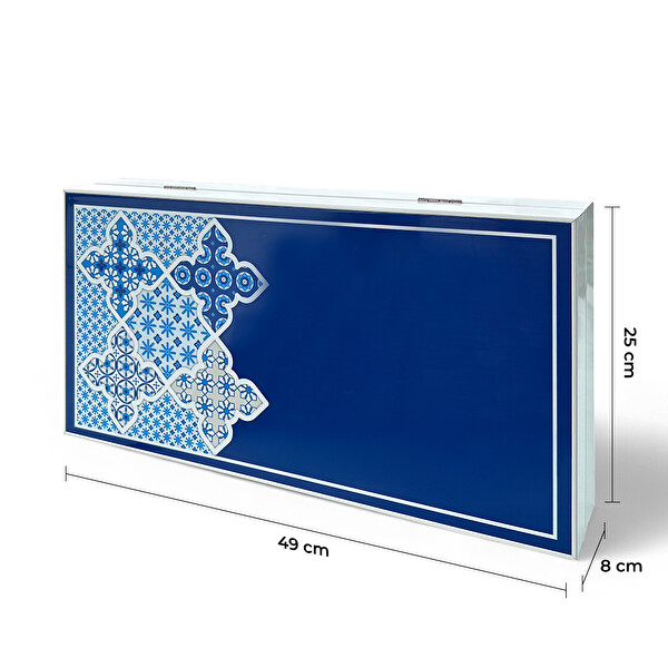 Biggdesign Blue Tile Tavla - Çizilmez Zeminli Mıknatıslı MDF Kasa 2 Kat Vernik Cilalı