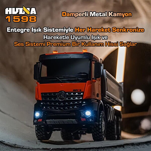 Huina 1598 1/14 14CH 6x6 Full Metal RC Uzaktan Kumandalı Damperli Kamyon İş Makinası