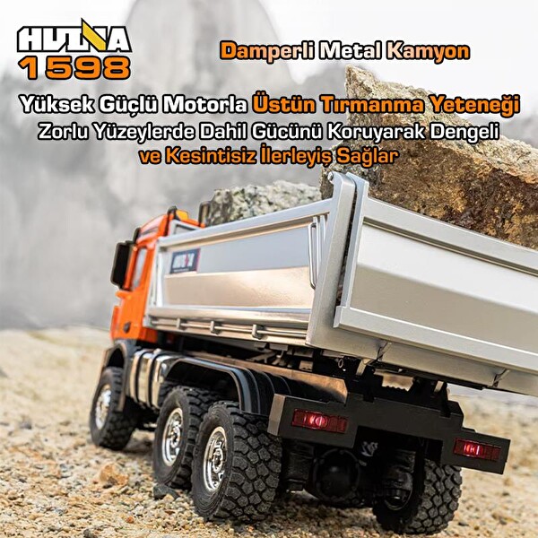 Huina 1598 1/14 14CH 6x6 Full Metal RC Uzaktan Kumandalı Damperli Kamyon İş Makinası