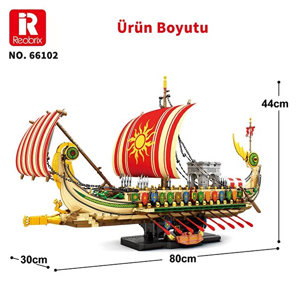Reobrix 66102 Yunan Savaş Gemisi Yaratıcı Yapı Blok Seti Building Blocks Greek Warship - 2982 Parça