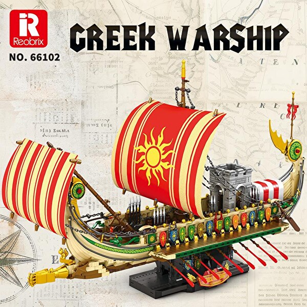 Reobrix 66102 Yunan Savaş Gemisi Yaratıcı Yapı Blok Seti Building Blocks Greek Warship - 2982 Parça