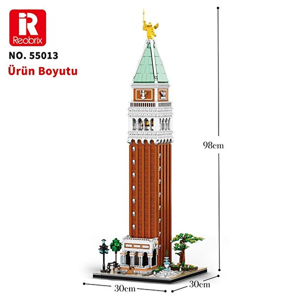 Reobrix 55013 Aziz Mark'ın Çan Kulesi Yaratıcı Yapı Blok Seti Building Blocks Campanile Di San Marco -3903 Parça