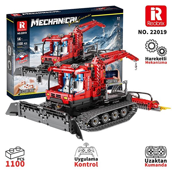 Reobrix Technic 22019 Kar Küreme Aracı Snow Groomer Kumanda&Motorlu Yaratıcı Yapı Blok Seti Building Blocks - 1047 Parça