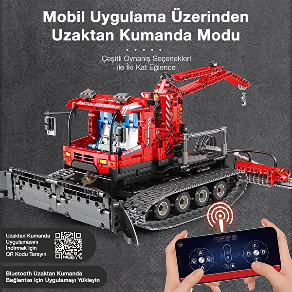 Reobrix Technic 22019 Kar Küreme Aracı Snow Groomer Kumanda&Motorlu Yaratıcı Yapı Blok Seti Building Blocks - 1047 Parça