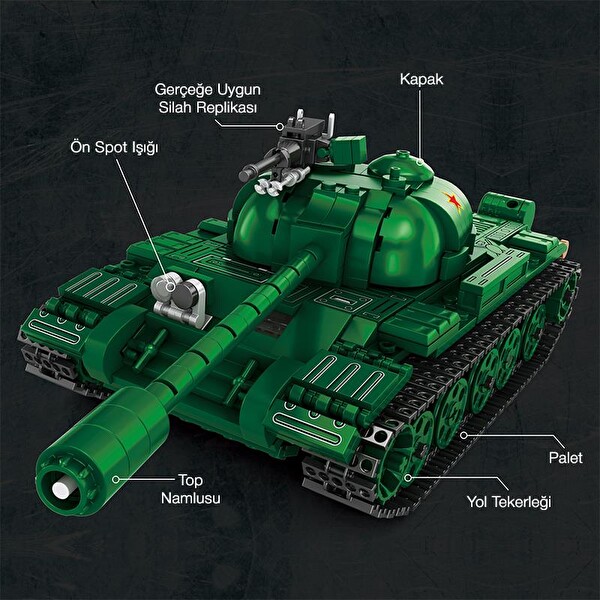 Reobrix 77035 World Of Tanks Çin Orta Tankı Type 59 Yaratıcı Yapı Blok Seti Building Blocks Chinese Medium Tank - 748 Parça