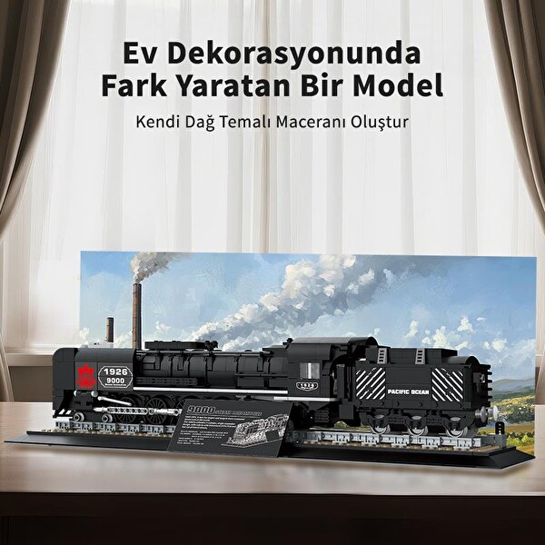 Reobrix Technic 66801 9000 Class Buharlı Lokomotif Tren Yaratıcı Yapı Blok Seti Building Blocks Steam Locomotive Union Pacific -