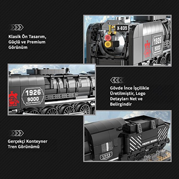 Reobrix Technic 66801 9000 Class Buharlı Lokomotif Tren Yaratıcı Yapı Blok Seti Building Blocks Steam Locomotive Union Pacific -
