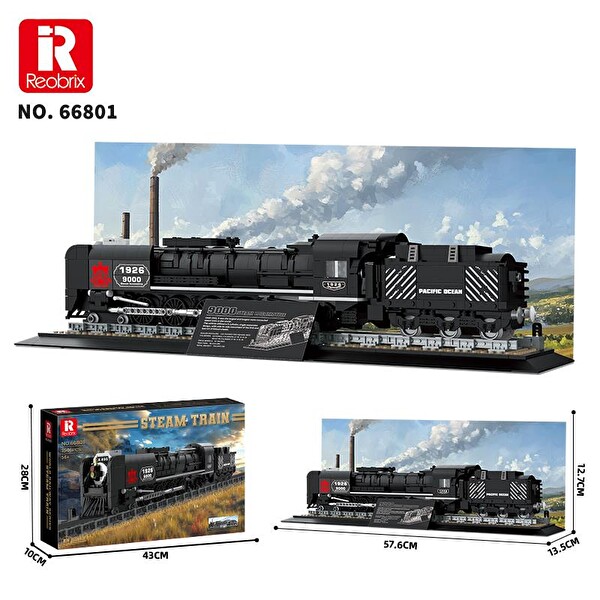 Reobrix Technic 66801 9000 Class Buharlı Lokomotif Tren Yaratıcı Yapı Blok Seti Building Blocks Steam Locomotive Union Pacific -