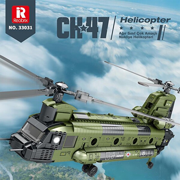 Reobrix 33031 Amerikan Helikopter CH-47 CH-47 Transport Helicopter Chinook Yaratıcı Yapı Blok Seti Building Blocks - 1451 Parça