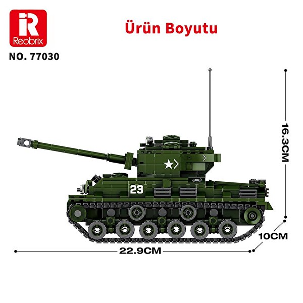 Reobrix 77030 World Of Tanks M4 Sherman Tank M4A3E8 Yaratıcı Yapı Blok Seti Building Blocks - 836 Parça