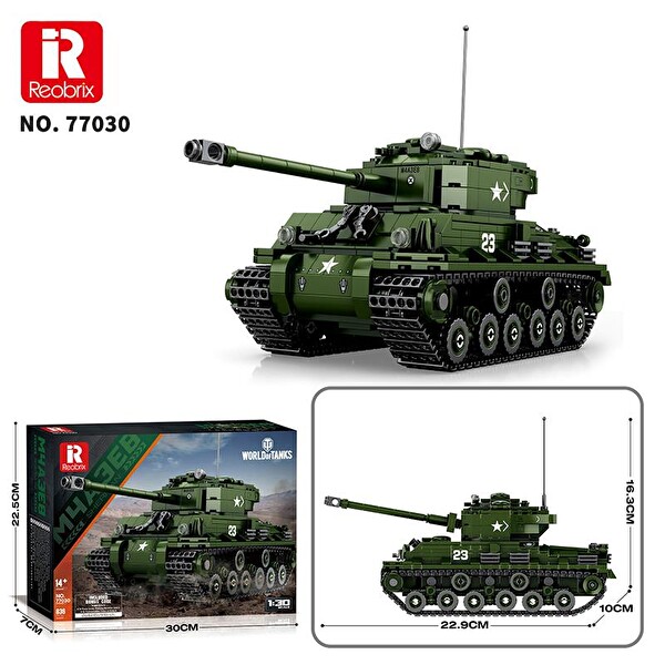 Reobrix 77030 World Of Tanks M4 Sherman Tank M4A3E8 Yaratıcı Yapı Blok Seti Building Blocks - 836 Parça