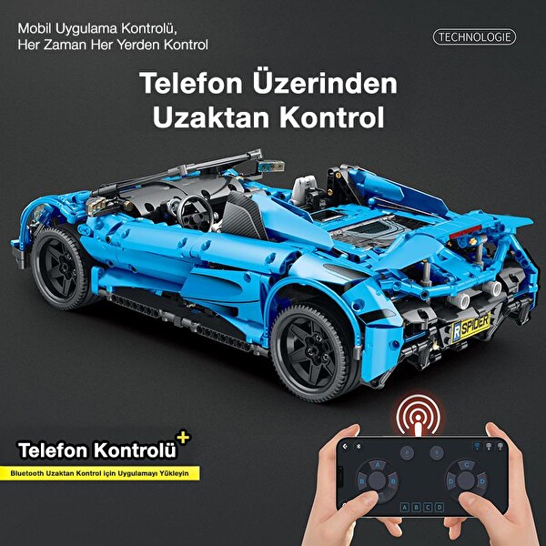 Reobrix Technic 11003-D 1/10 McLaren 675LT Spider Araba Kumanda&Motorlu Yaratıcı Yapı Blok Seti Building Blocks - 1886 Parça