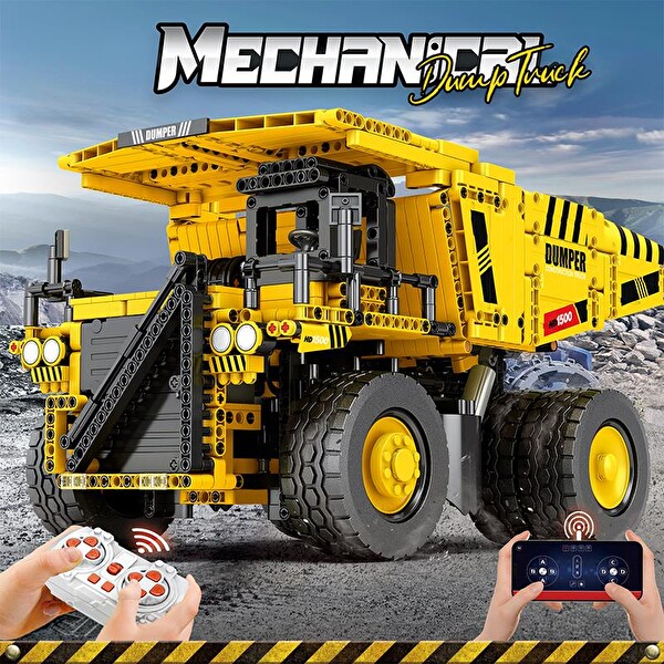 Reobrix Technic 22025 Damperli Kamyon Kumanda&Motorlu Yaratıcı Yapı Blok Seti Building Blocks Dump Truck - 1622 Parça