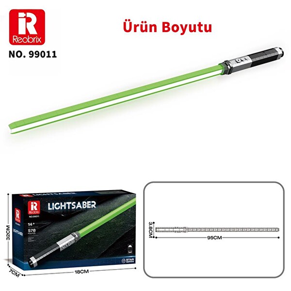 Reobrix 99011 Işın Kılıcı Yeşil Yaratıcı Yapı Blok Seti Building Blocks Lightsaber - 578 Parça