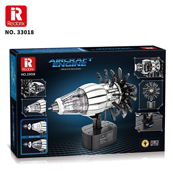 Reobrix Technic 33018 Uçak Motoru Aircraft Engine Hareketli Yaratıcı Yapı Blok Seti Building Blocks 1351 Parça