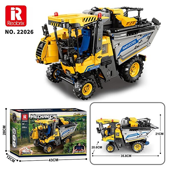 Reobrix Technic 22026 Üzüm Hasat Makinesi Grape Harvester Yaratıcı Yapı Blok Seti Building Blocks- 2206 Parça