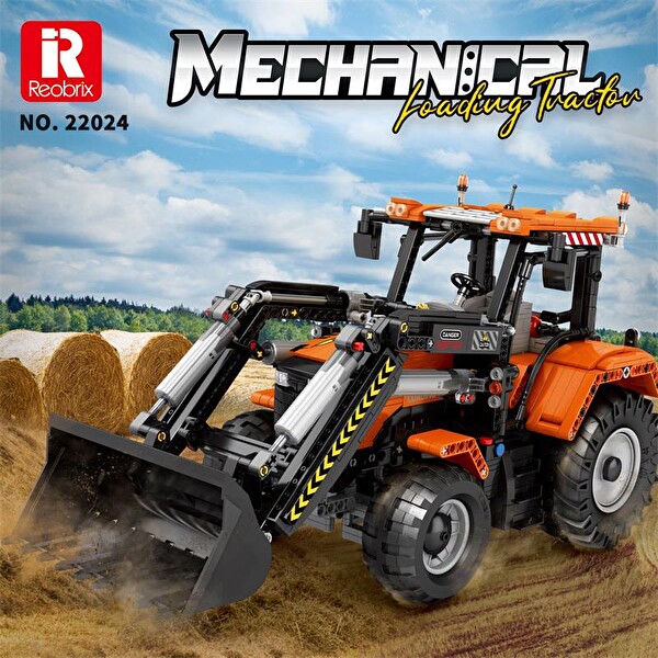 Reobrix Technic 22024 Kepçeli Traktör Loading Tractor Kumanda&Motorlu Yaratıcı Yapı Blok Seti Building Blocks- 1496 Parça
