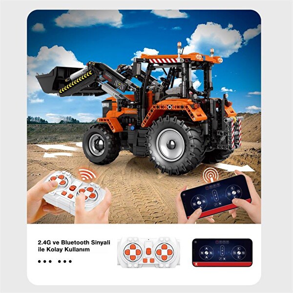 Reobrix Technic 22024 Kepçeli Traktör Loading Tractor Kumanda&Motorlu Yaratıcı Yapı Blok Seti Building Blocks- 1496 Parça