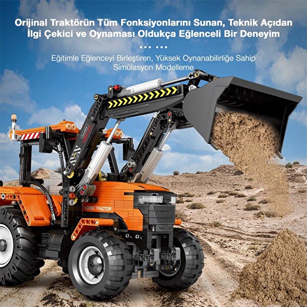 Reobrix Technic 22024 Kepçeli Traktör Loading Tractor Kumanda&Motorlu Yaratıcı Yapı Blok Seti Building Blocks- 1496 Parça