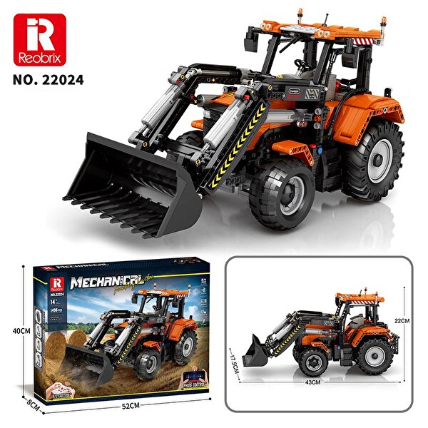 Reobrix Technic 22024 Kepçeli Traktör Loading Tractor Kumanda&Motorlu Yaratıcı Yapı Blok Seti Building Blocks- 1496 Parça