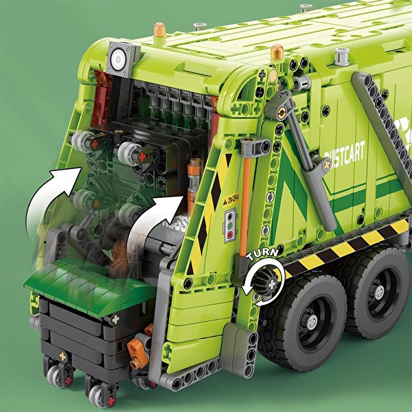 Reobrix Technic 22022 Çöp Toplama Kamyonu Garbage Truck Kumanda&Motorlu Yaratıcı Yapı Blok Seti Building Blocks - 1468 Parça