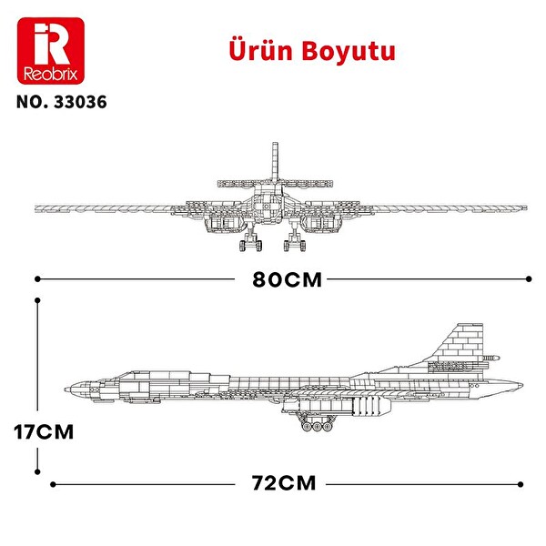 Reobrix 33036 Sovyet TU-160 Strateji Bombardıman Jet Uçağı Yaratıcı Yapı Blok Seti TU-160 Strategic Bomber Aircraft - 1598 Parça