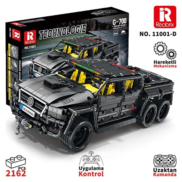 Reobrix Technic 11001-D Mercedes Benz G700 Brabus Araba 6x6 Motor&Kumanda Yaratıcı Yapı Blok Seti Building Block 2162 Parça