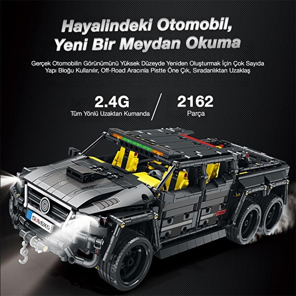 Reobrix Technic 11001-D Mercedes Benz G700 Brabus Araba 6x6 Motor&Kumanda Yaratıcı Yapı Blok Seti Building Block 2162 Parça