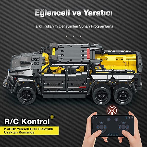 Reobrix Technic 11001-D Mercedes Benz G700 Brabus Araba 6x6 Motor&Kumanda Yaratıcı Yapı Blok Seti Building Block 2162 Parça