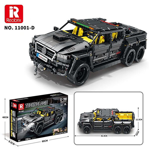 Reobrix Technic 11001-D Mercedes Benz G700 Brabus Araba 6x6 Motor&Kumanda Yaratıcı Yapı Blok Seti Building Block 2162 Parça