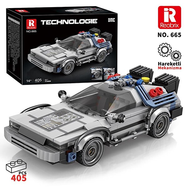 Reobrix Technic 665 Geleceğe Dönüş DeLorean DMC Back To the Future Yaratıcı Yapı Blok Seti Building Blocks - 405 Parça