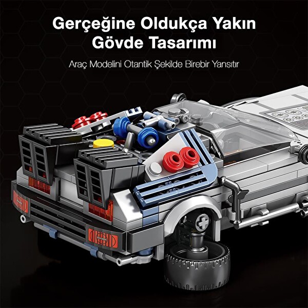 Reobrix Technic 665 Geleceğe Dönüş DeLorean DMC Back To the Future Yaratıcı Yapı Blok Seti Building Blocks - 405 Parça