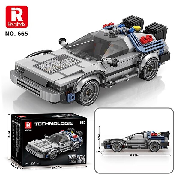 Reobrix Technic 665 Geleceğe Dönüş DeLorean DMC Back To the Future Yaratıcı Yapı Blok Seti Building Blocks - 405 Parça