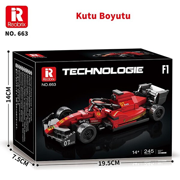 Reobrix Technic 663 Ferrari Formula F1 Yarış Arabası Yaratıcı Yapı Blok Seti Building Blocks - 245 Parça