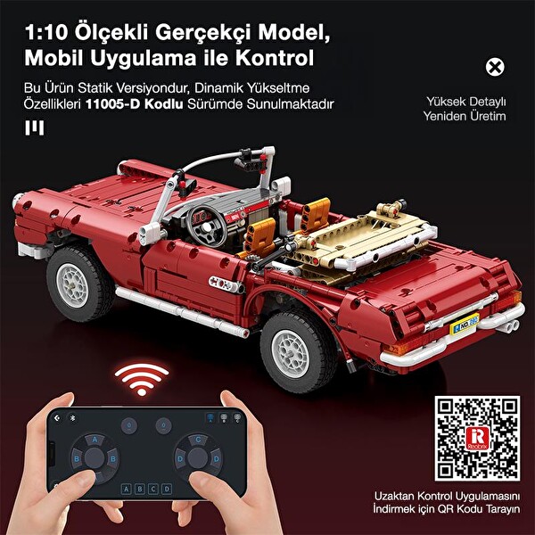 Reobrix Technic 11005 Mercedes Benz 280SL Araba Yaratıcı Yapı Blok Seti Building Blocks - 1578 Parça