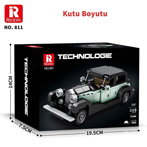 Reobrix Technic 811 Bentley 8 Litre Klasik Araba Yaratıcı Yapı Blok Seti Building Blocks - 249 Parça
