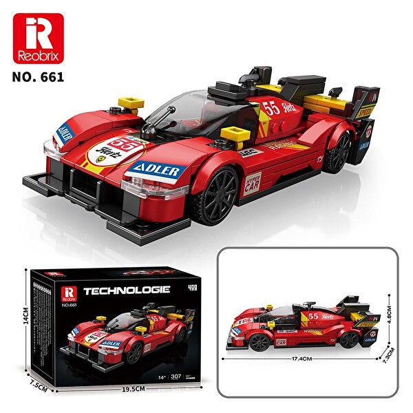 Reobrix Technic 661 Ferrari 499P Spor Araba Yaratıcı Yapı Blok Seti Building Blocks - 307 Parça