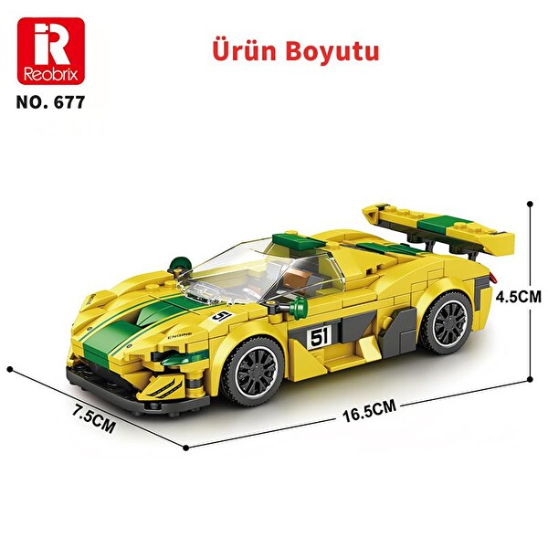 Reobrix Technic 677 McLaren P1 GTR Spor Araba Yaratıcı Yapı Blok Seti Building Blocks - 351 Parça