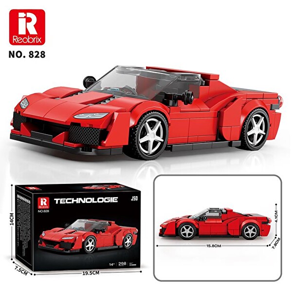 Reobrix Technic 828 Ferrari J50 Spor Araba Yaratıcı Yapı Blok Seti Building Blocks - 298 Parça