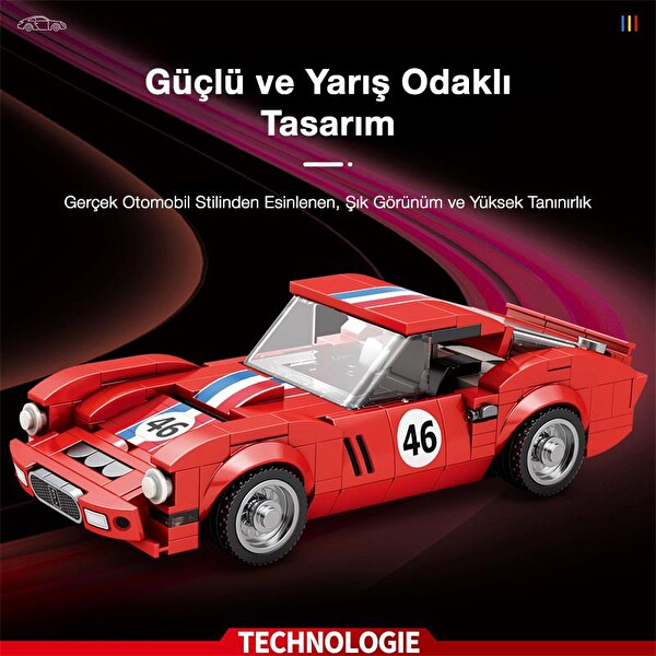 Reobrix Creator 813 Ferrari 250 GTO Spor Araba Yaratıcı Yapı Blok Seti Building Blocks - 320 Parça