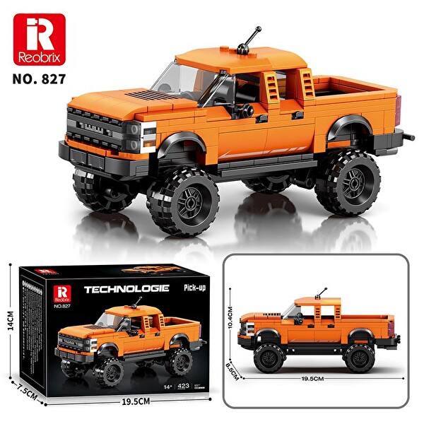 Reobrix Technic 827 Ford F-150 Raptor Kamyon Araba Yaratıcı Yapı Blok Seti Building Blocks - 423 Parça